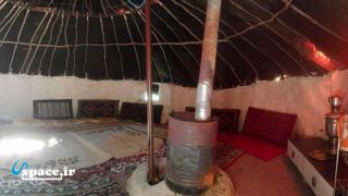 نمای کلبه ترکمن داخل باغ - اقامتگاه بابا جان - بهشهر - روستای محمدآباد